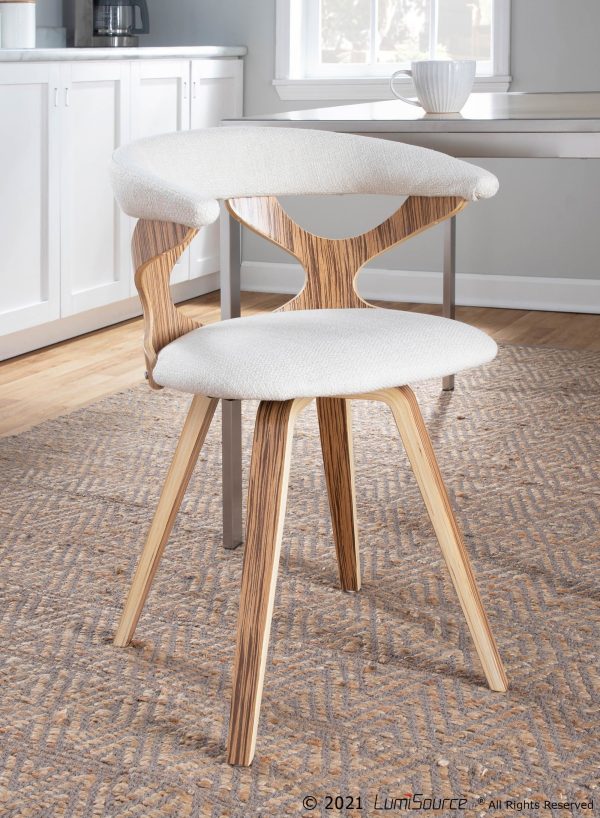 Gardenia Zebra Wood Cream Fabric 29 Inch Swivel Accent Chair