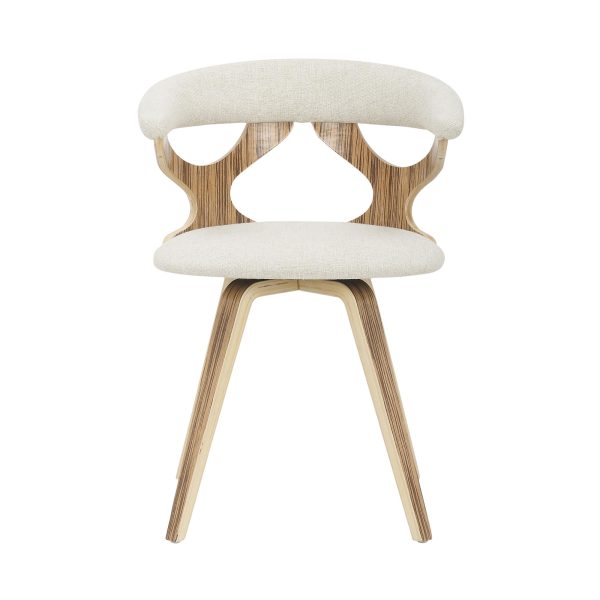Gardenia Zebra Wood Cream Fabric 29 Inch Swivel Accent Chair 7