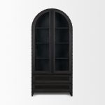 Gehry 72.3" H Dark Brown Metal Brown Wood and Glass Door Display Cabinet
