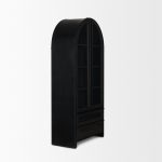 Gehry 72.3" H Dark Brown Metal Brown Wood and Glass Door Display Cabinet