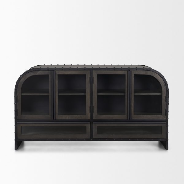 Gehry I 62.3x16.5 Black Metal Frame wWood Accent 4 Cabinet Door Two Drawer Sideboard 2