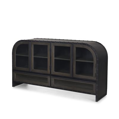 Gehry I 62.3x16.5 Black Metal Frame w/Wood Accent 4 Cabinet Door Two Drawer Sideboard