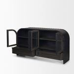 Gehry I 62.3x16.5 Black Metal Frame w/Wood Accent 4 Cabinet Door Two Drawer Sideboard