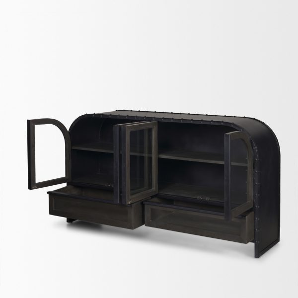 Gehry I 62.3x16.5 Black Metal Frame wWood Accent 4 Cabinet Door Two Drawer Sideboard 6