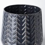 Gemma I Metal Glossy Dark Blue Chevron Vase