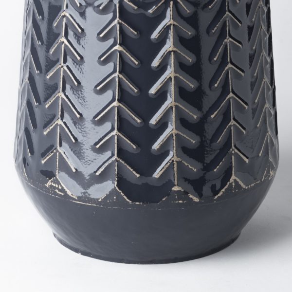 Gemma I Metal Glossy Dark Blue Chevron Vase 4