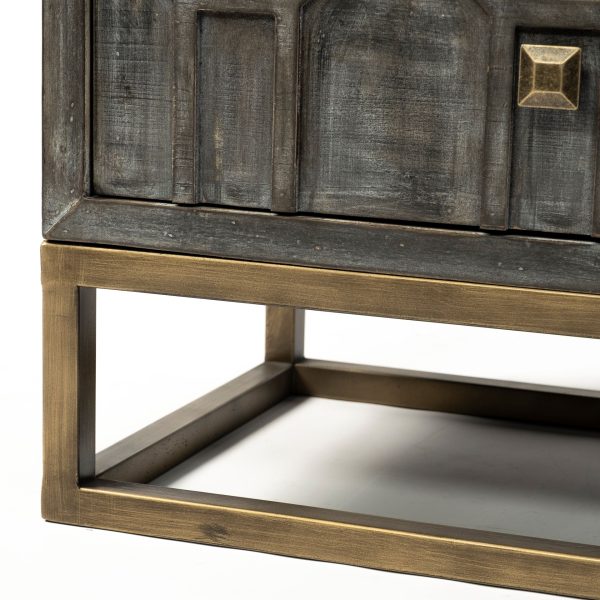Genevieve I 39L x 16W Gray Fir Veneer And Metal Base 3 Drawer Accent Cabinet 11
