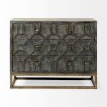 Genevieve I 39L x 16W Gray Fir Veneer And Metal Base 3 Drawer Accent Cabinet