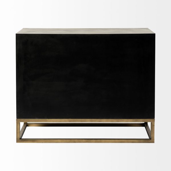 Genevieve I 39L x 16W Gray Fir Veneer And Metal Base 3 Drawer Accent Cabinet 6
