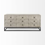 Genevieve II Light Brown Fir Veneer 9 Drawer Sideboard