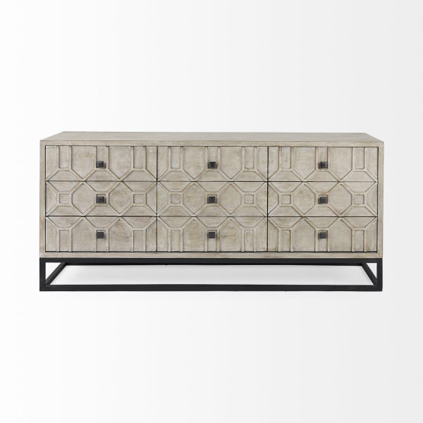 Genevieve II Light Brown Fir Veneer 9 Drawer Sideboard 3