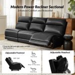 Genuine Black Leather Power Reclining Sectional with USB Ports 8 Genuine Black Leather Power Reclining Sectional with USB Ports