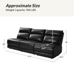 Genuine Black Leather Power Reclining Sectional with USB Ports 10 Genuine Black Leather Power Reclining Sectional with USB Ports
