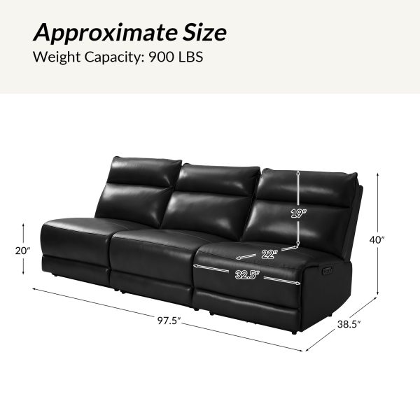 Genuine Black Leather Power Reclining Sectional with USB Ports 4