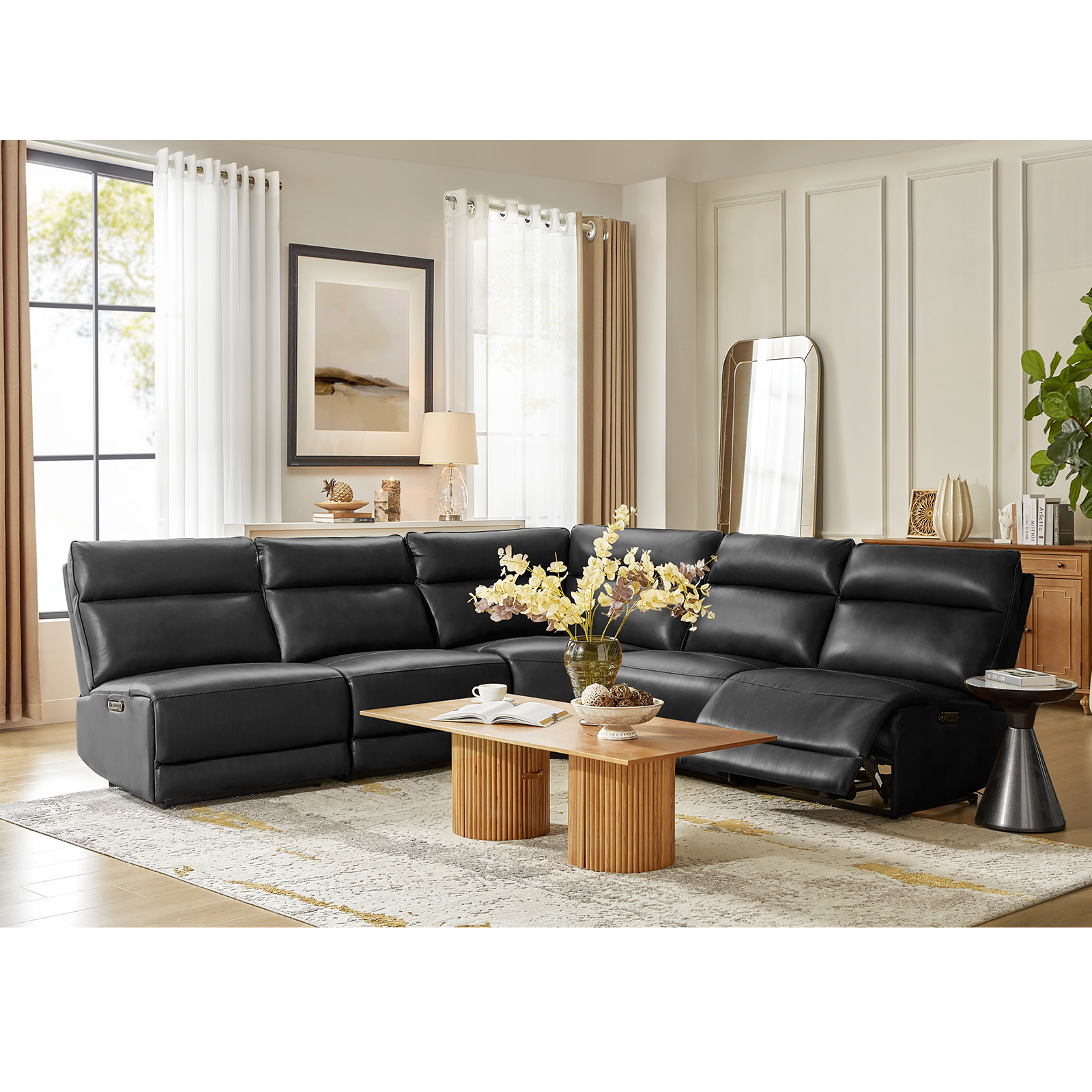 Genuine Leather Power Reclining Sectional with USB Charging 2 Genuine Leather Power Reclining Sectional with USB Charging - Image 2
