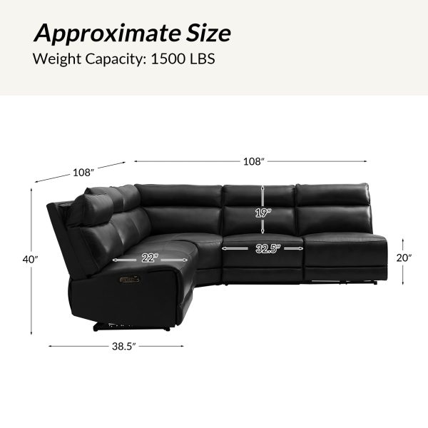 Genuine Leather Power Reclining Sectional with USB Charging 4