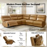 Genuine Leather Power Reclining Sectional with USB Ports 8 Genuine Leather Power Reclining Sectional with USB Ports