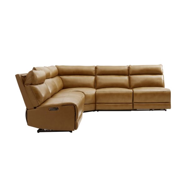 Genuine Leather Power Reclining Sectional with USB Ports