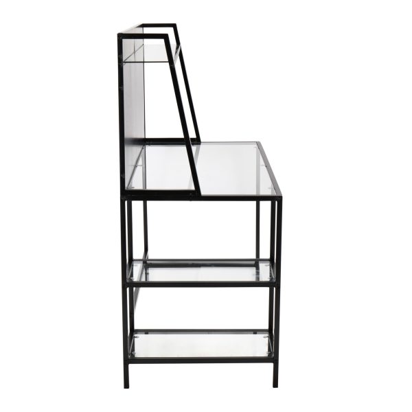 Geo Contemporary Black Metal and Glass Tiered Desk 1
