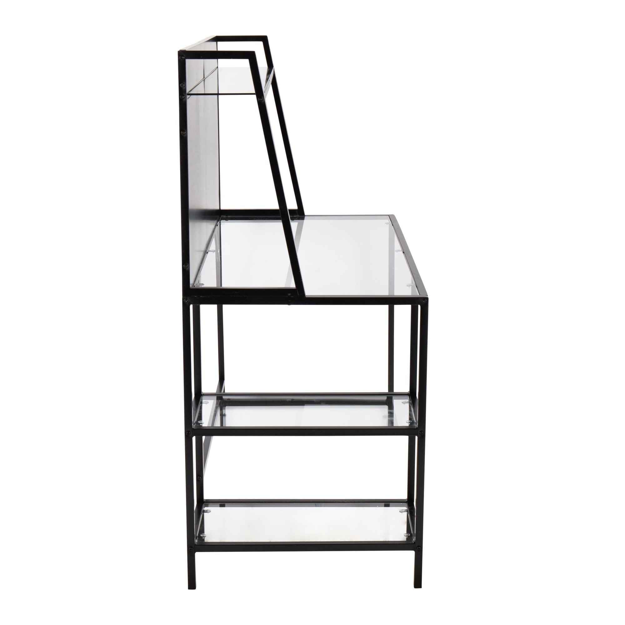 Geo Contemporary Black Metal and Glass Tiered Desk 2 Geo Contemporary Black Metal and Glass Tiered Desk - Image 2