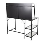 Geo Contemporary Black Metal and Glass Tiered Desk 11 Geo Contemporary Black Metal and Glass Tiered Desk