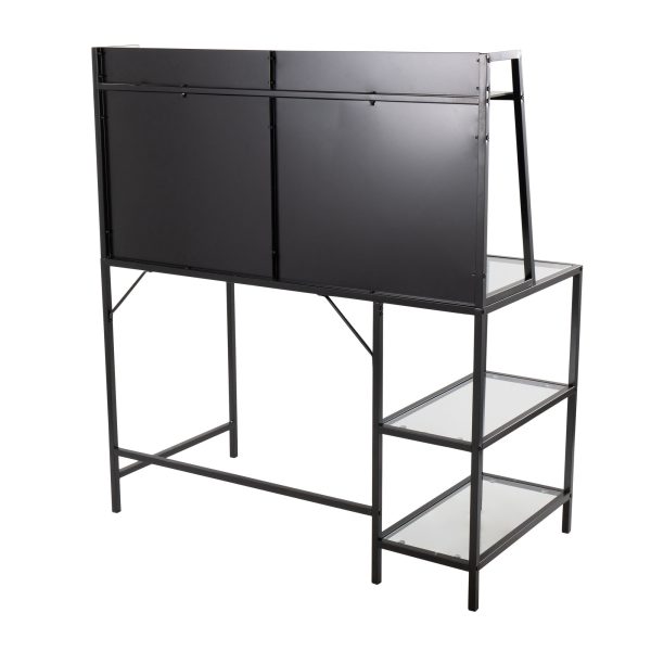 Geo Contemporary Black Metal and Glass Tiered Desk 2
