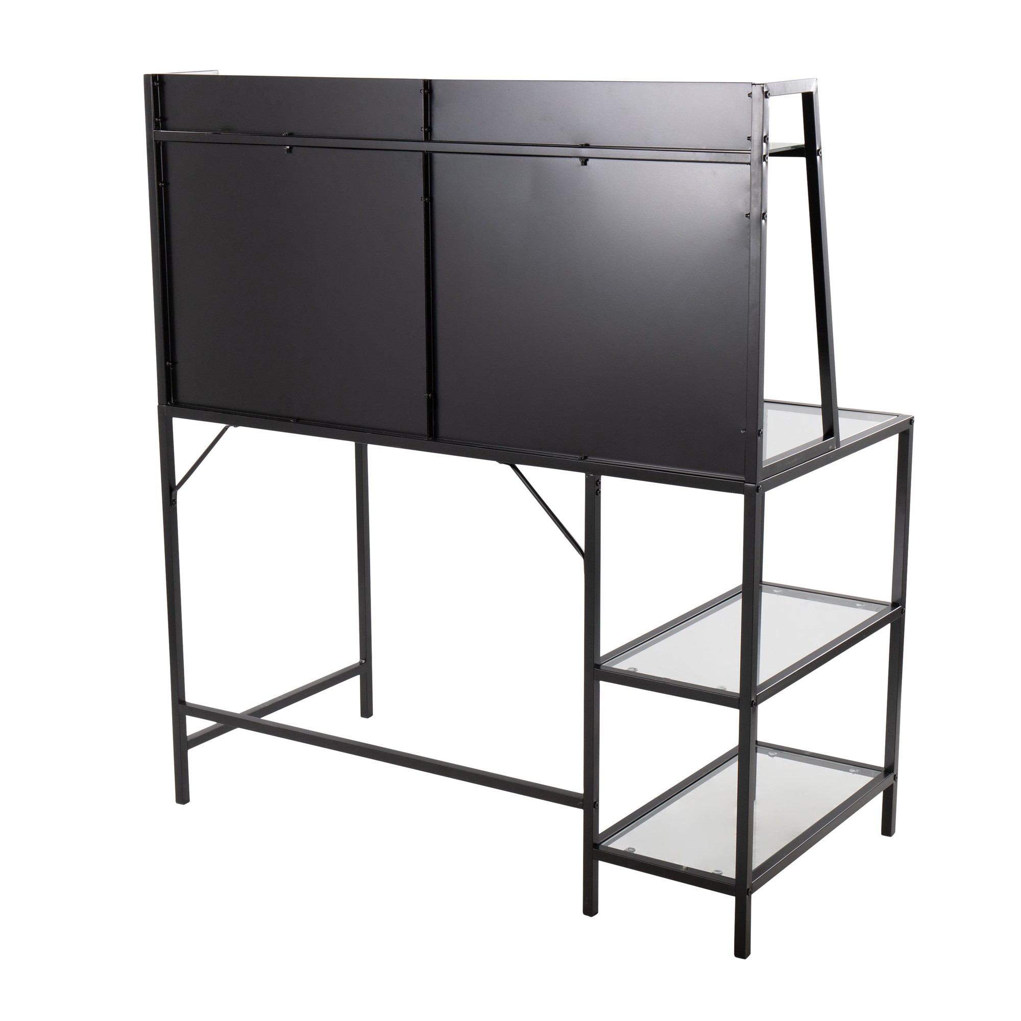 Geo Contemporary Black Metal and Glass Tiered Desk 3 Geo Contemporary Black Metal and Glass Tiered Desk - Image 3
