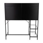 Geo Contemporary Black Metal and Glass Tiered Desk 12 Geo Contemporary Black Metal and Glass Tiered Desk