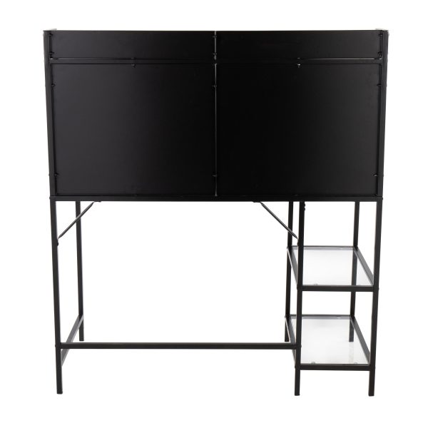 Geo Contemporary Black Metal and Glass Tiered Desk 3