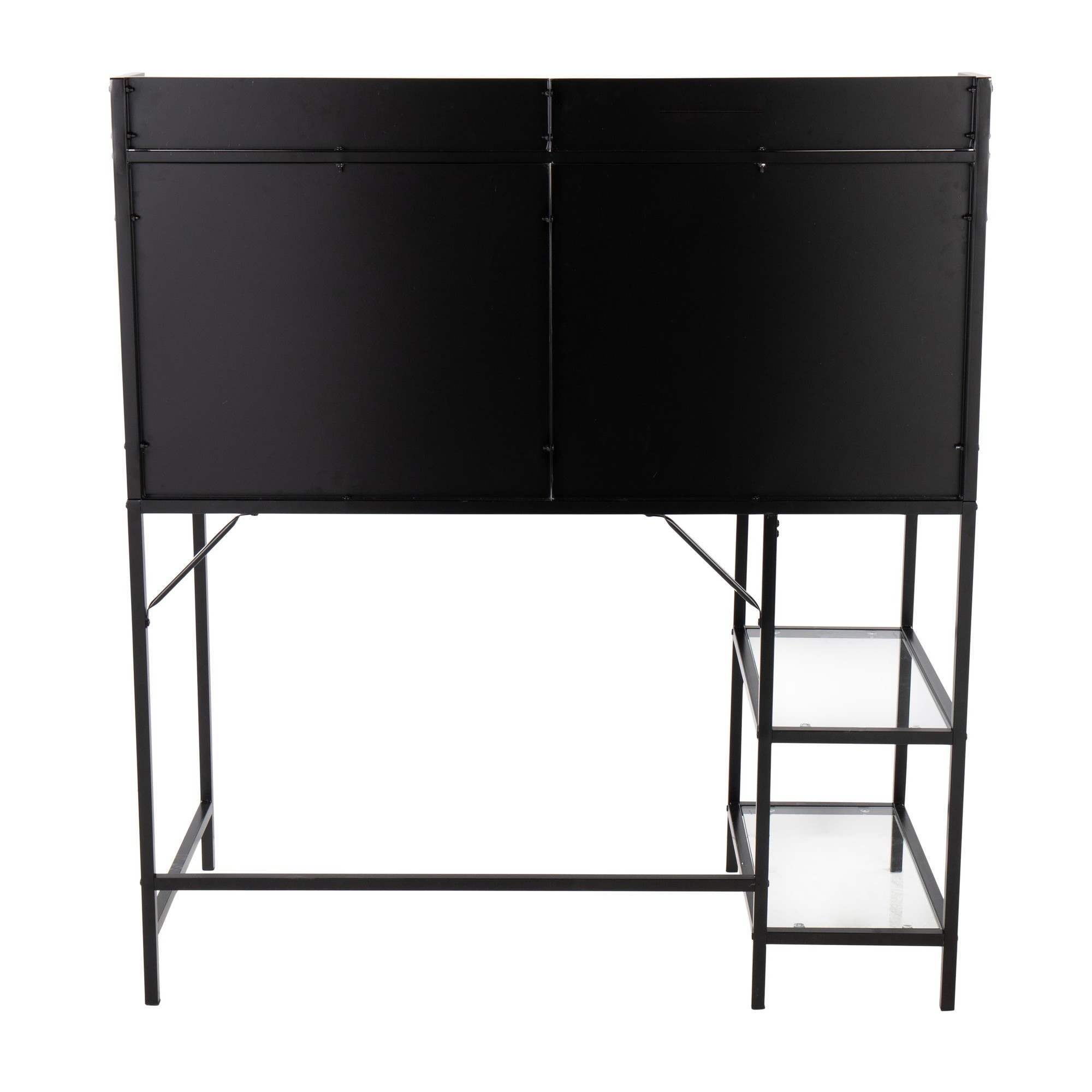 Geo Contemporary Black Metal and Glass Tiered Desk 4 Geo Contemporary Black Metal and Glass Tiered Desk - Image 4