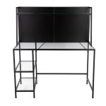 Geo Contemporary Black Metal and Glass Tiered Desk 13 Geo Contemporary Black Metal and Glass Tiered Desk
