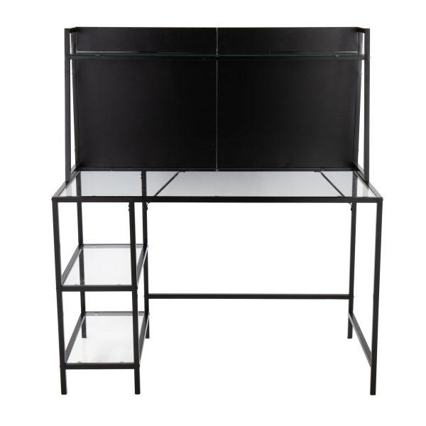 Geo Contemporary Black Metal and Glass Tiered Desk 4