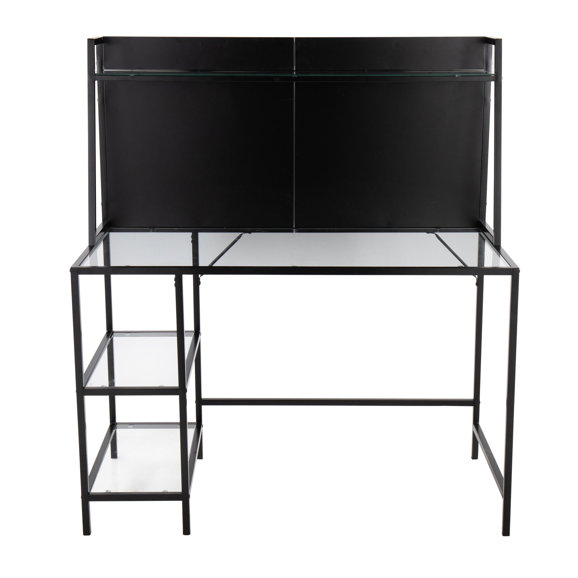 Geo Contemporary Black Metal and Glass Tiered Desk 5 Geo Contemporary Black Metal and Glass Tiered Desk - Image 5