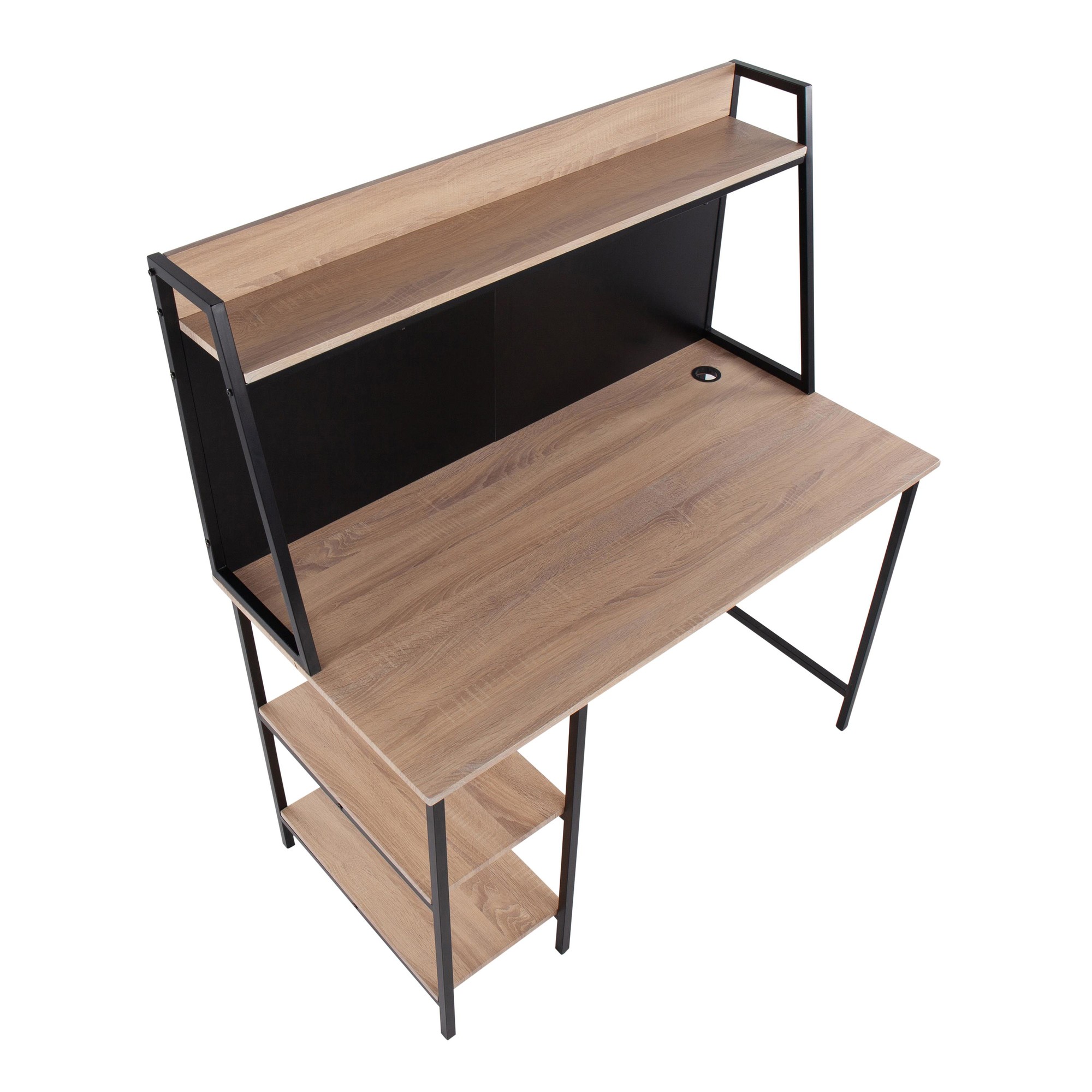 Geo Contemporary Black Steel and Natural Wood Shelf Desk 11 Geo Contemporary Black Steel and Natural Wood Shelf Desk - Image 11