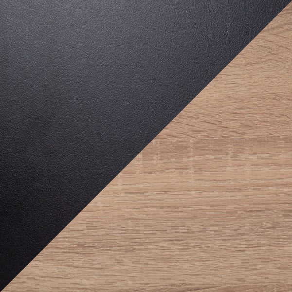 Geo Contemporary Black Steel and Natural Wood Shelf Desk 12