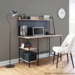 Geo Contemporary Black Steel and Natural Wood Shelf Desk 16 Geo Contemporary Black Steel and Natural Wood Shelf Desk
