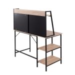 Geo Contemporary Black Steel and Natural Wood Shelf Desk 21 Geo Contemporary Black Steel and Natural Wood Shelf Desk