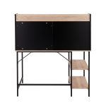 Geo Contemporary Black Steel and Natural Wood Shelf Desk 22 Geo Contemporary Black Steel and Natural Wood Shelf Desk