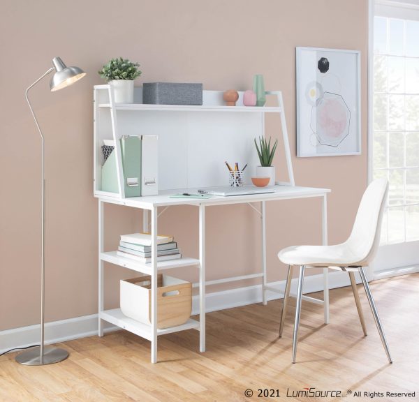 Geo Contemporary White Shelf Desk 2
