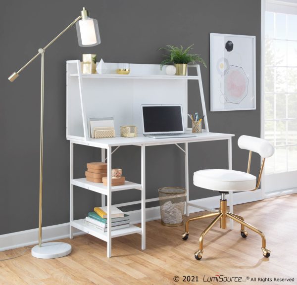 Geo Contemporary White Shelf Desk 3
