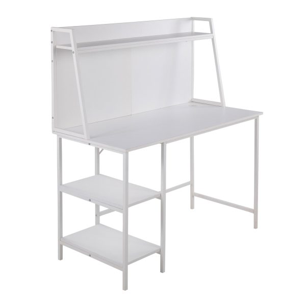 Geo Contemporary White Shelf Desk 4