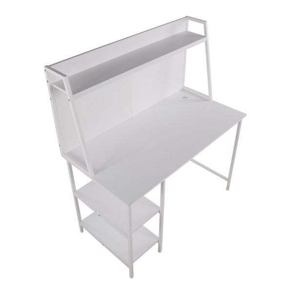 Geo Contemporary White Shelf Desk 9