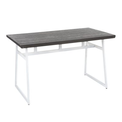 Geo Industrial Vintage White and Espresso Dining Table