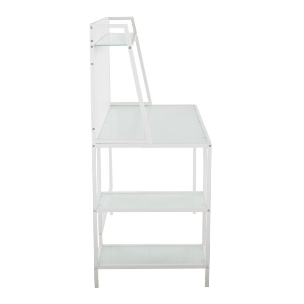 Geo White Contemporary Tiered Metal and Glass Desk 1