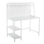 Geo White Contemporary Tiered Metal and Glass Desk 9 Geo White Contemporary Tiered Metal and Glass Desk