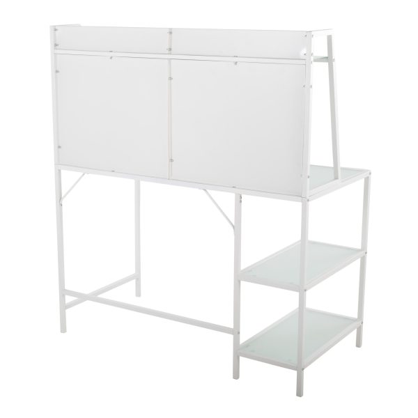 Geo White Contemporary Tiered Metal and Glass Desk 2