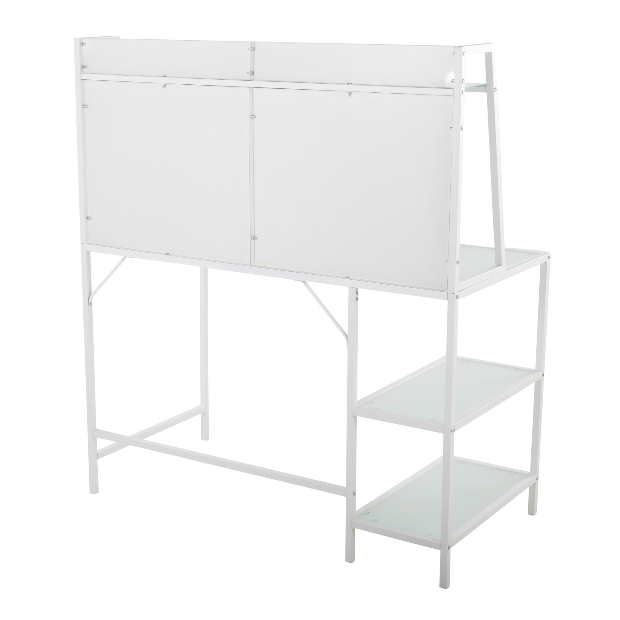 Geo White Contemporary Tiered Metal and Glass Desk 3 Geo White Contemporary Tiered Metal and Glass Desk - Image 3