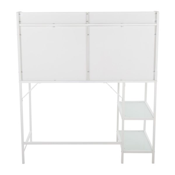 Geo White Contemporary Tiered Metal and Glass Desk 3