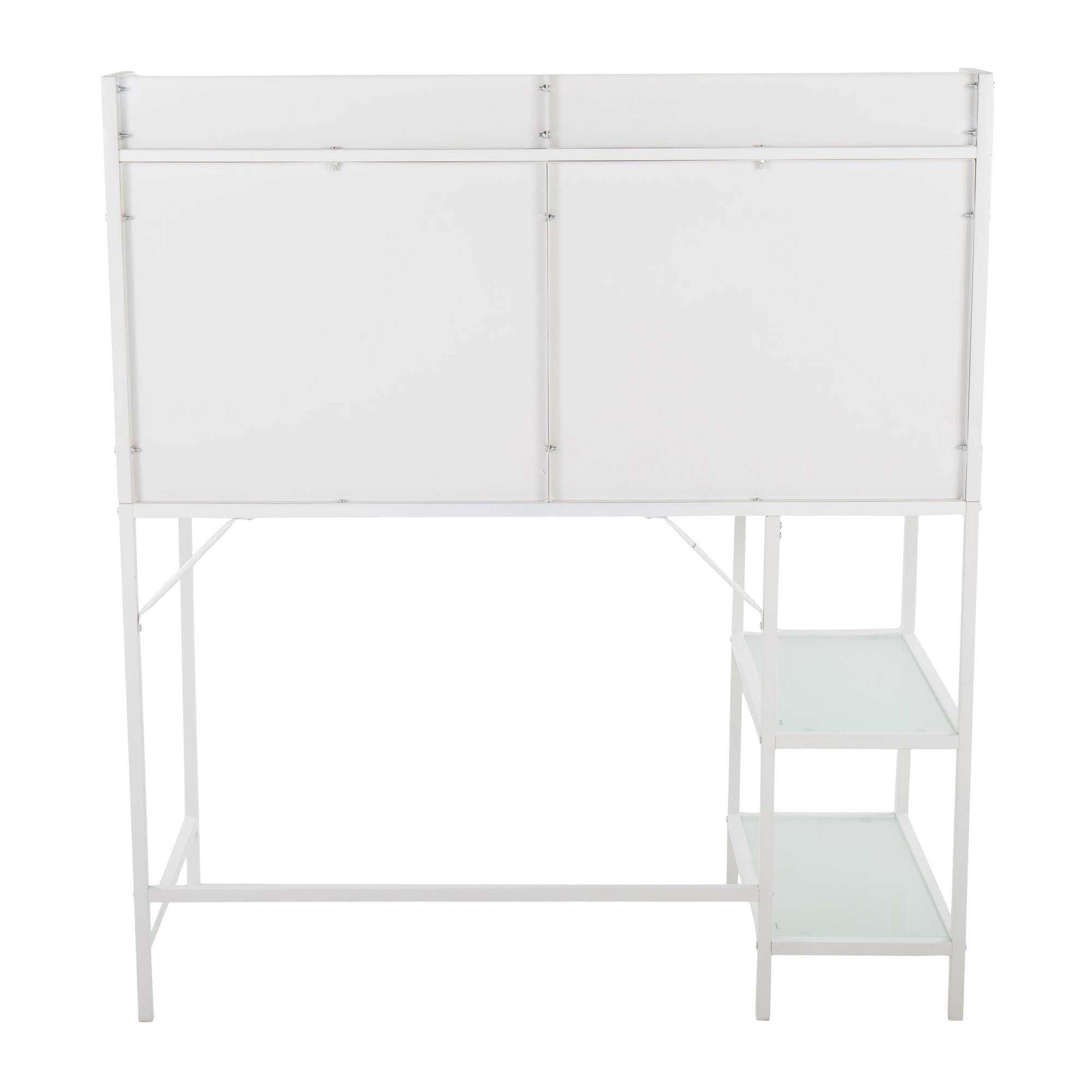 Geo White Contemporary Tiered Metal and Glass Desk 4 Geo White Contemporary Tiered Metal and Glass Desk - Image 4
