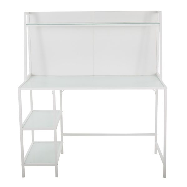 Geo White Contemporary Tiered Metal and Glass Desk 4